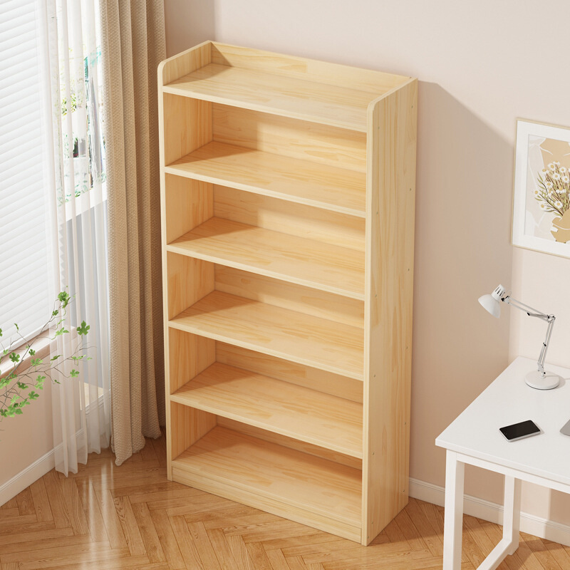 儿童书架书房学生储物书柜简易实木落地收纳架靠墙家用组合置物架