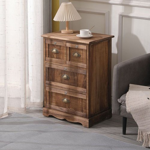 老榆木斗柜抽屉式收纳柜子储物整理柜北欧床头边柜家用多层五斗柜