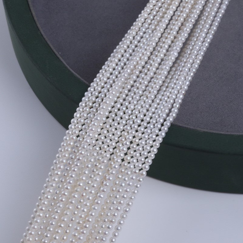 诸暨3-3.5mm白色圆珍珠 天然淡水珍珠散珠串DIY饰品配件批发