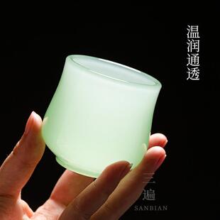NJE0汝青玉瓷茶杯主人杯单杯琉璃女玻璃建盏品茗杯功夫茶具