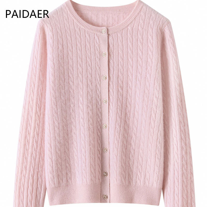 圆领系扣羊绒衫女2025秋冬新款扭花针织开衫纯山羊绒毛衣短款外套,女装/女士精品,羊绒衫,淘宝优惠券,粉丝福利购,淘宝优惠卷