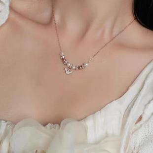 阿家原厂锁骨链鹰标项链女串珠锁骨链送女友礼物轻奢简约低调奢华