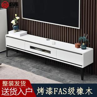 客厅超窄迷你新款 轻奢实木电视柜茶几组合简约现代小户型欧式 卧室