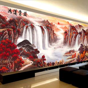 客厅鸿运当头满钻山水贴画手工点砖十字绣大尺寸 5d钻石画2024新款