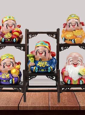 福禄寿喜财公仔财神摆件博古架摆设客厅玄关家居酒柜电视柜装饰品