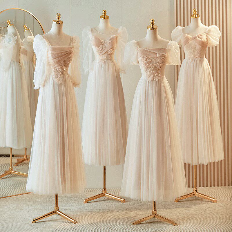 香槟色伴娘服女2025新款夏季长款高级感姐妹团礼服裙仙气平时可穿