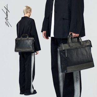 复古拼接男士手提公文包男款商务斜挎电脑包高级感休闲律师通勤包