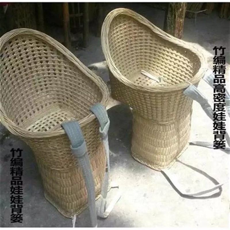 四川特色工艺编纯手工竹编背篼竹编婴儿娃娃背篓