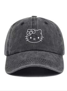 可爱 kitty帽子女hallo凯蒂猫水洗帽脸显小哈喽遮阳鸭舌帽棒球帽