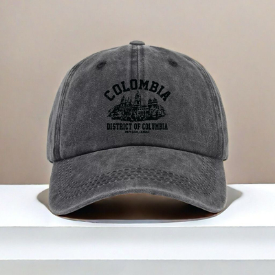 美式复古做旧COLOMBIA风鸭舌帽男女软顶帽子遮阳情侣款百搭棒球帽