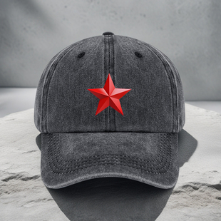 复古简约做旧棒球帽五角星印花男女休闲鸭舌帽男士遮阳百搭帽子