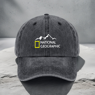 国家地理山峰鸭舌帽National Geographic印花做旧棒球帽男女帽子