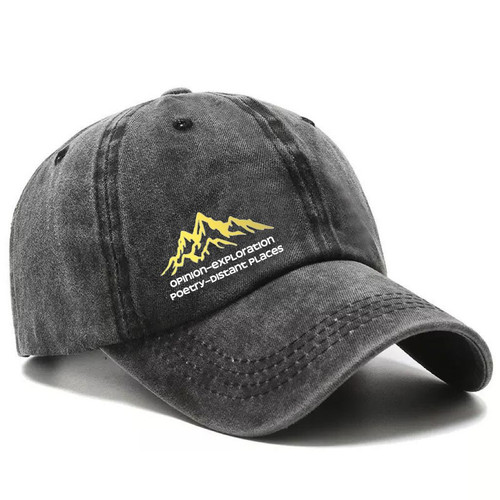 新款棒球帽山脉徒步运动遮阳帽子复古做旧弯檐百搭户外鸭舌帽男女