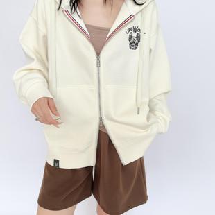 LIFEWORK2024秋冬新款连帽卫衣男女情侣装宽松休闲开衫外套上衣服