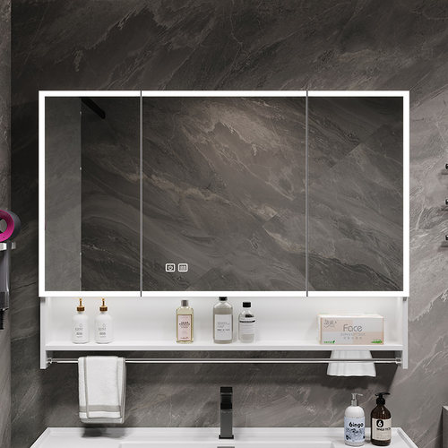 九牧王加厚太空铝储物镜柜纸巾孔