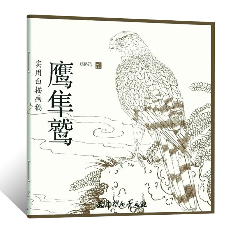 实用白描画稿-鹰隼鹫 工笔花鸟画线描白描底稿临摹素材 国画初学者