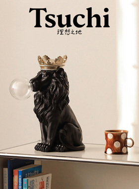 高级感客厅桌面狮子小夜灯摆件轻奢家居玄关电视柜装饰样板间摆设