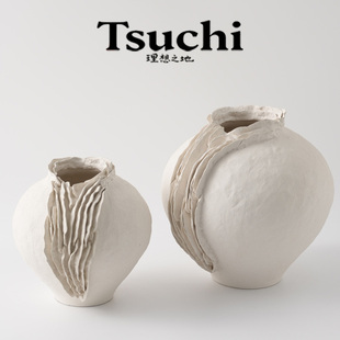 黑色花瓶陶瓷摆件侘寂风景德镇黑陶花器设计感小众陶罐轻奢高级感