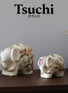 宋代美学大象陶瓷摆件新中式复古客厅桌面装饰品高档玄关乔迁礼物