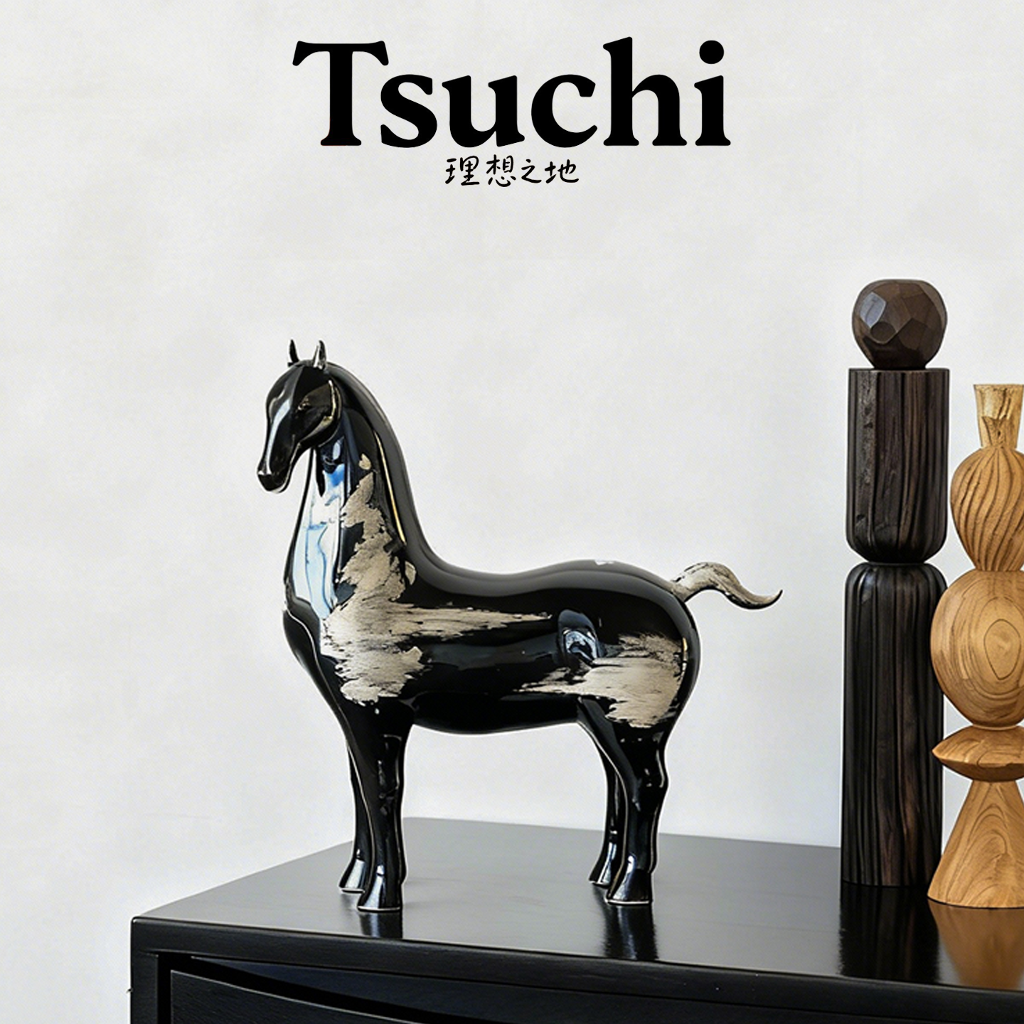 高级感陶瓷唐马摆件玄关客厅电视柜艺术感装饰家居乔迁开业礼小众