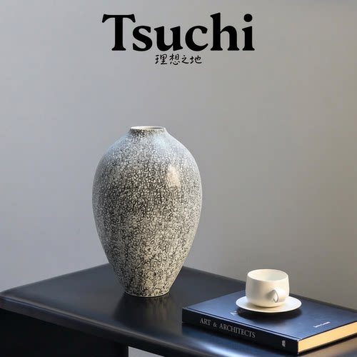 现代艺术黑卷纹陶瓷花瓶家居软装花器样板房别墅酒店插花装饰摆件