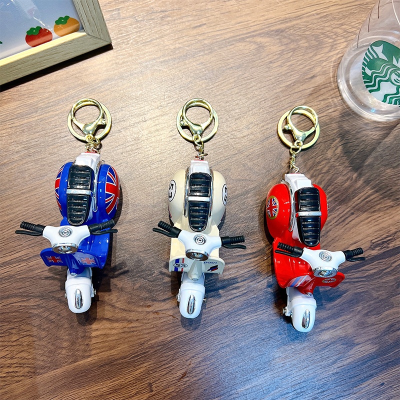 合金电动车钥匙扣趣味解压学生回力汽车模型玩具挂件钥匙链小礼品