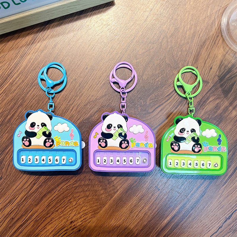 熊猫音乐钢琴钥匙扣发声玩具包包挂件汽车钥匙链娃娃机小礼品批发