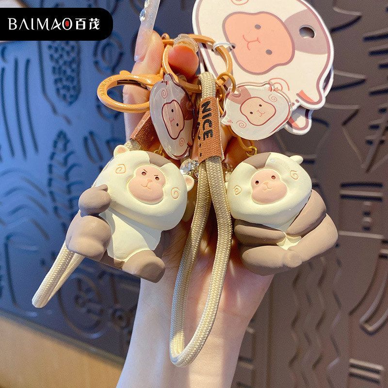 树脂创意原创玩费书包钥匙扣搞怪挂饰百茂喽挂件圈钥匙链猴子公仔