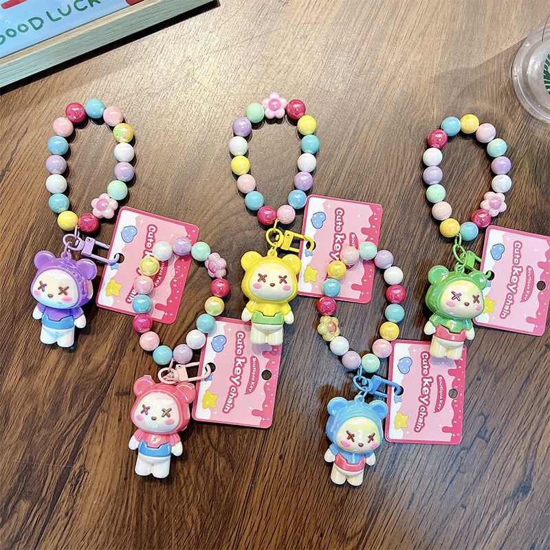 uv电镀小熊钥匙扣学生可爱公仔包包挂件汽车钥匙链娃娃机礼品