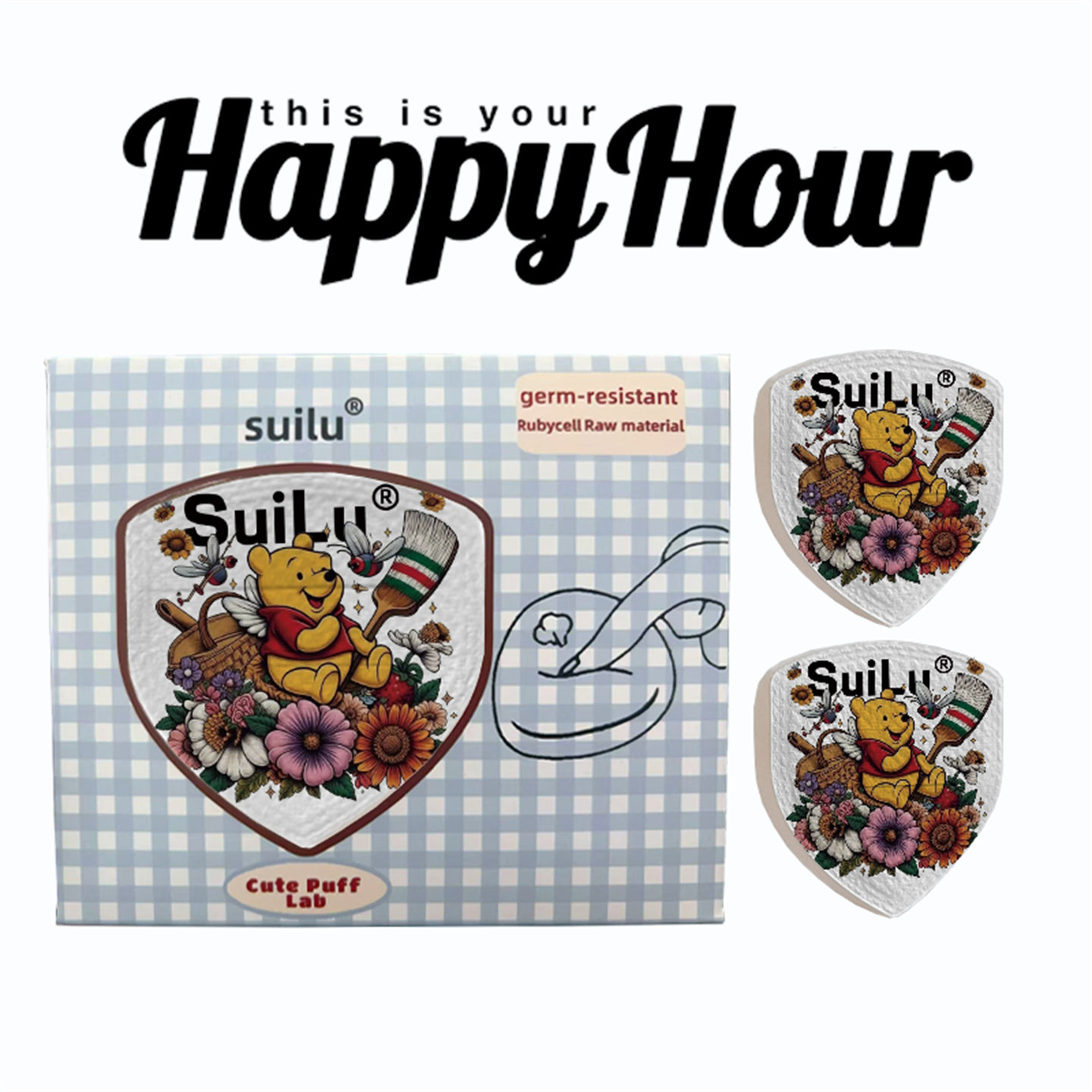 卡通花丛维尼熊粉扑气垫棉花糖粉底液粉扑化妆推荐干用不易吃粉,彩妆/香水/美妆工具,美妆蛋/扑/海绵,淘宝优惠券,粉丝福利购,淘宝优惠卷