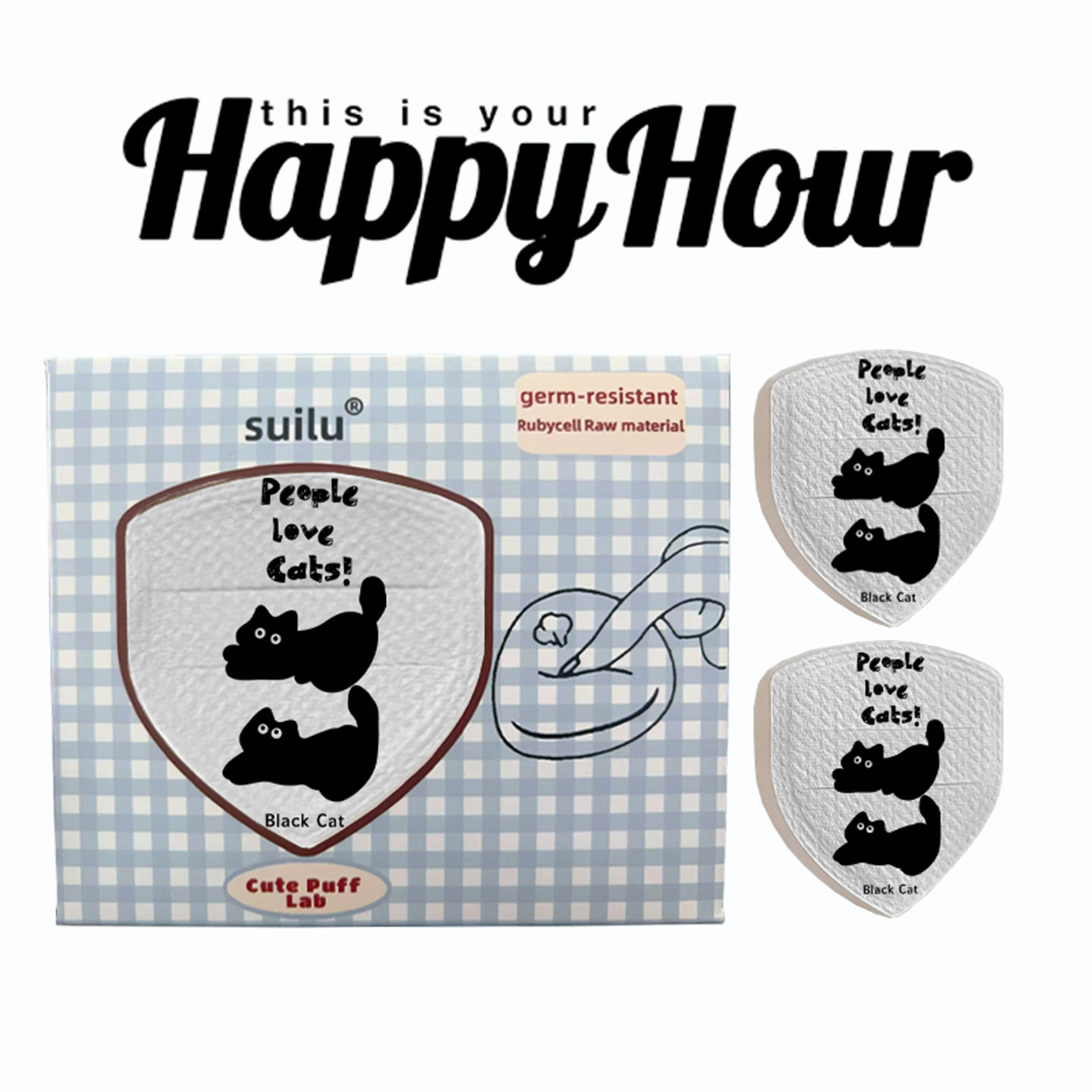 ins韩风黑色猫咪粉扑气垫棉花糖粉底液粉扑化妆推荐干用不易吃粉,彩妆/香水/美妆工具,美妆蛋/扑/海绵,淘宝优惠券,粉丝福利购,淘宝优惠卷