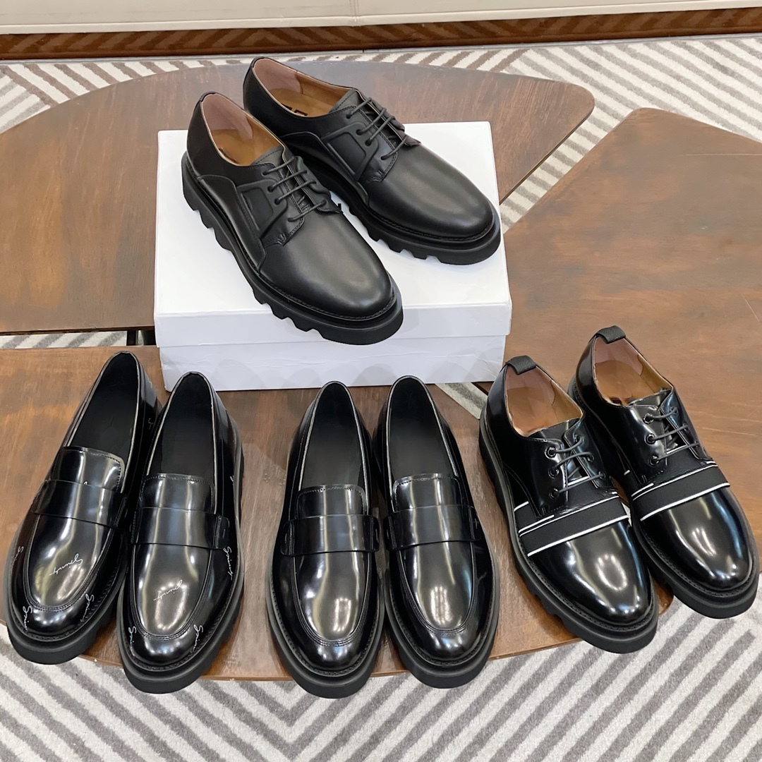 高端新款春夏高端真皮乐福鞋男增高圆头全牛皮百搭厚底休闲黑色