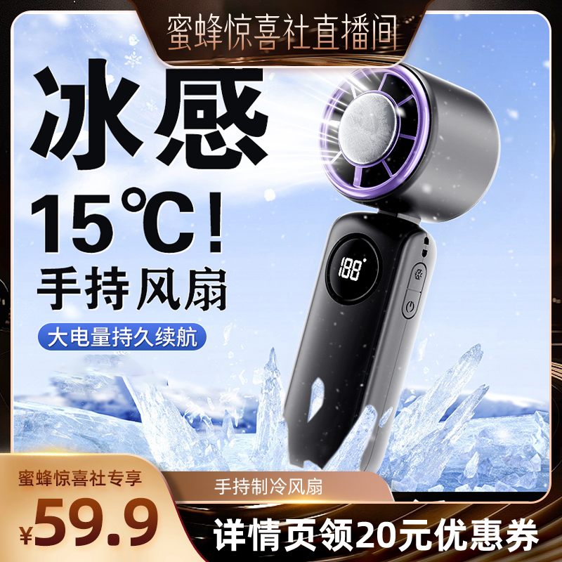 【蜜蜂惊喜社】庞壳高速制冷手持小风扇usb迷你便携折叠挂脖风扇静