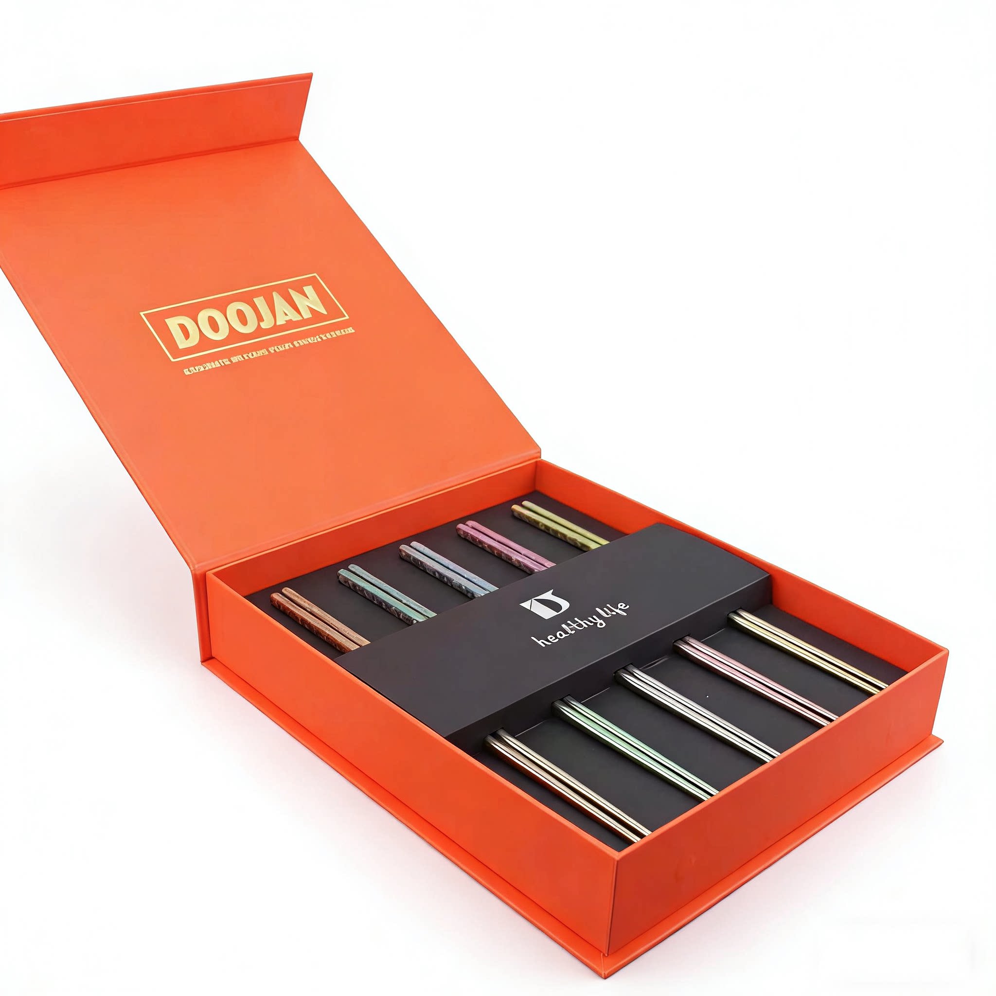 DOOJAN度坚99.9%纯钛筷子防滑超轻空心樱花筷盒装礼盒礼袋