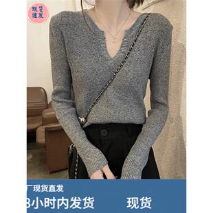 低领打底衫早秋2025新款别致高级感毛衣内搭紧身长袖针织衫上衣女