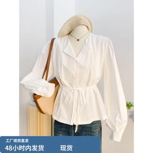 春秋白衬衣女款2026新款爆款法式小资衬衫女高级感轻奢收腰上衣女