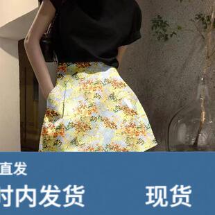 2026新款高腰显瘦网红印花半身短裙子小个子百搭蓬蓬裙休闲时尚