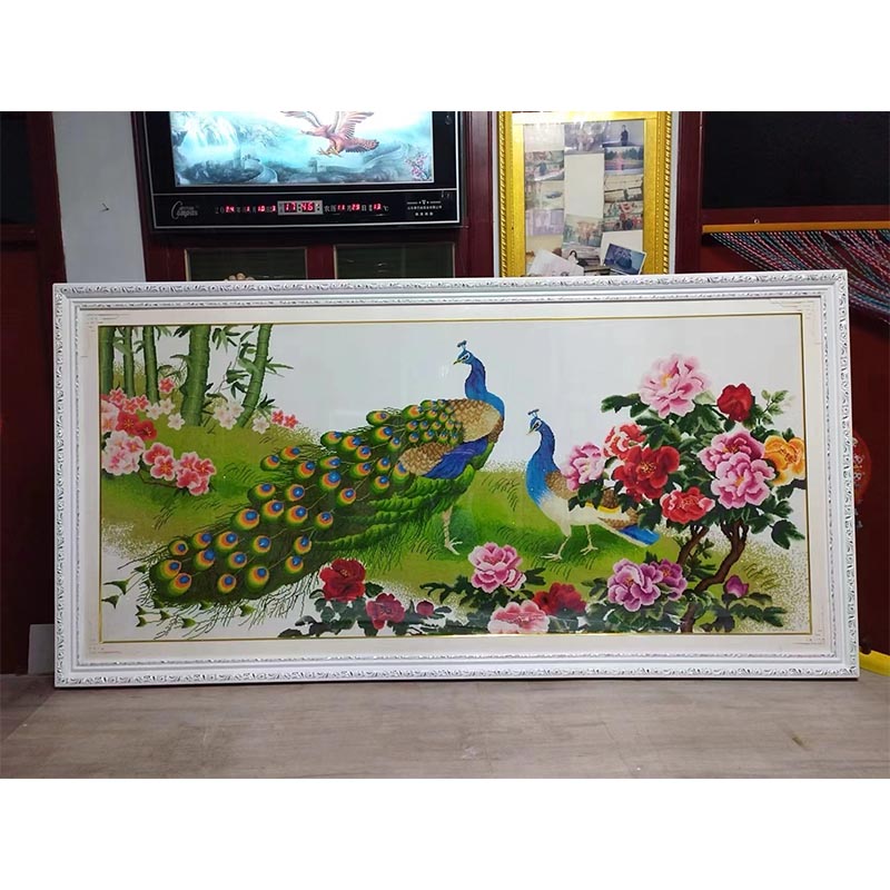 纯手工十字绣成品花开富贵孔雀牡丹富贵祯祥富贵荣华已绣好的出售