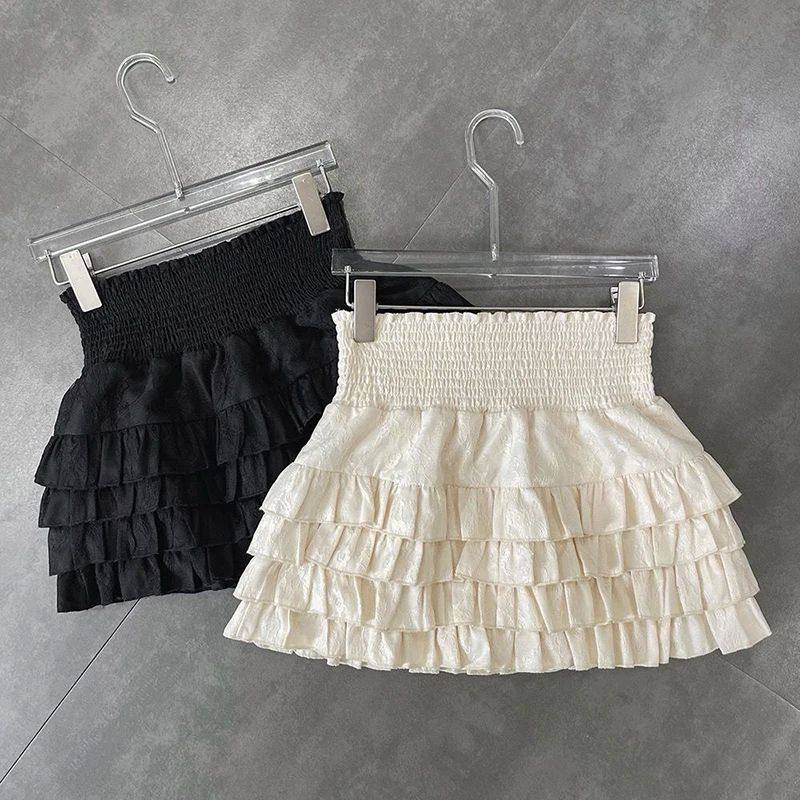 SETWEAR Y2K RUFFLES 미니 스커트 여성 SWEET KAWAII HIGH WAIS