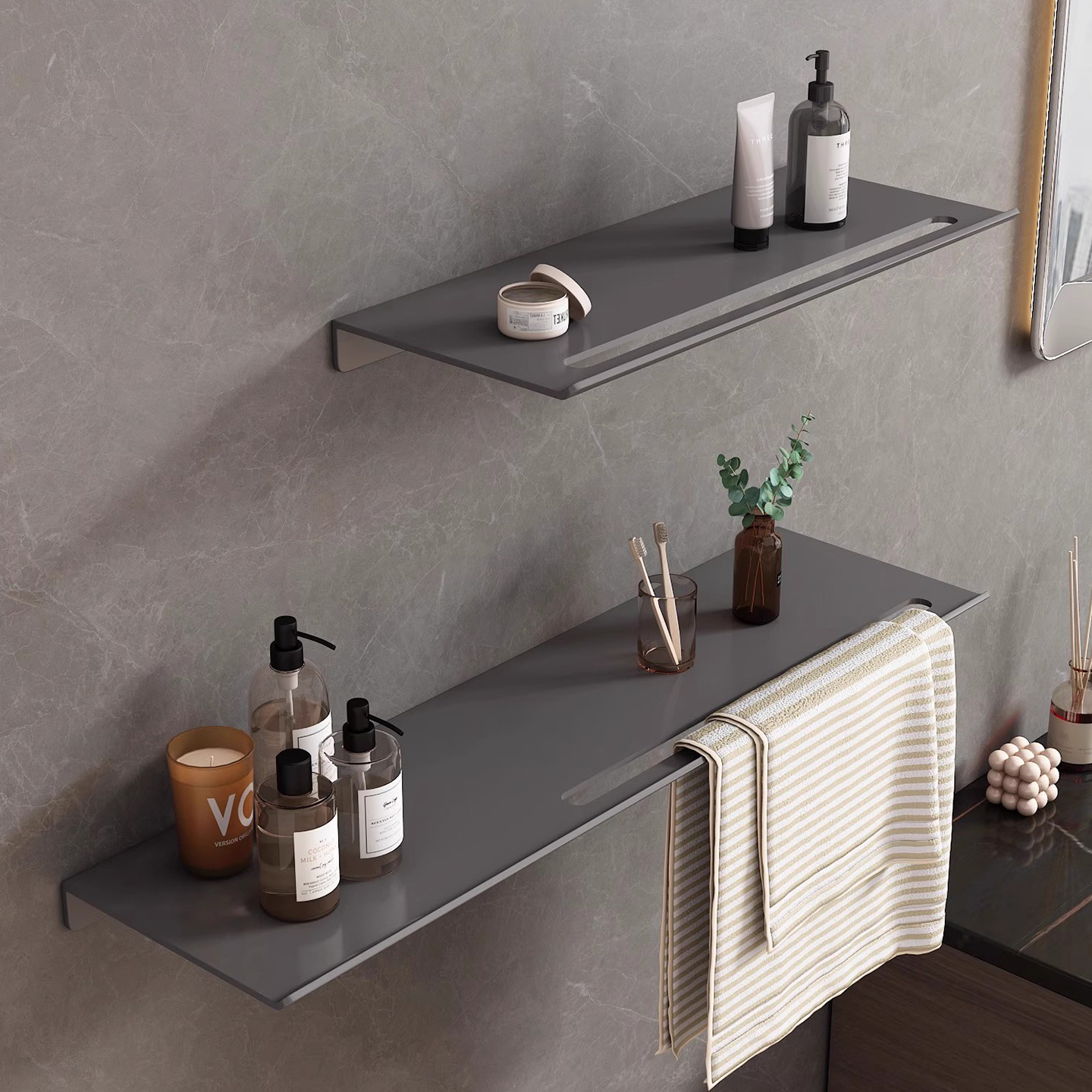 居奢家不锈钢淋浴房置物架毛巾架