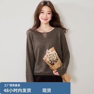 亮线真帜衫女款2026新款宽松显瘦上衣春秋亮咝芼衣薄款内搭打底衫