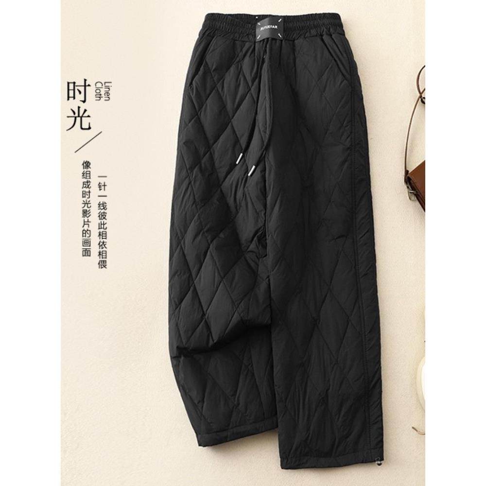 黑色羽绒棉裤女冬季外穿加厚防寒夹棉保暖哈伦裤松紧腰休闲直筒裤,模玩/动漫/周边/娃圈三坑/桌游,Cosplay女装/cos女装,淘宝优惠券,粉丝福利购,淘宝优惠卷