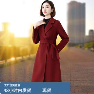 2026秋冬新款双麵羊戎大衣女中长款中年妈妈显瘦羊芼呢子芼呢外套