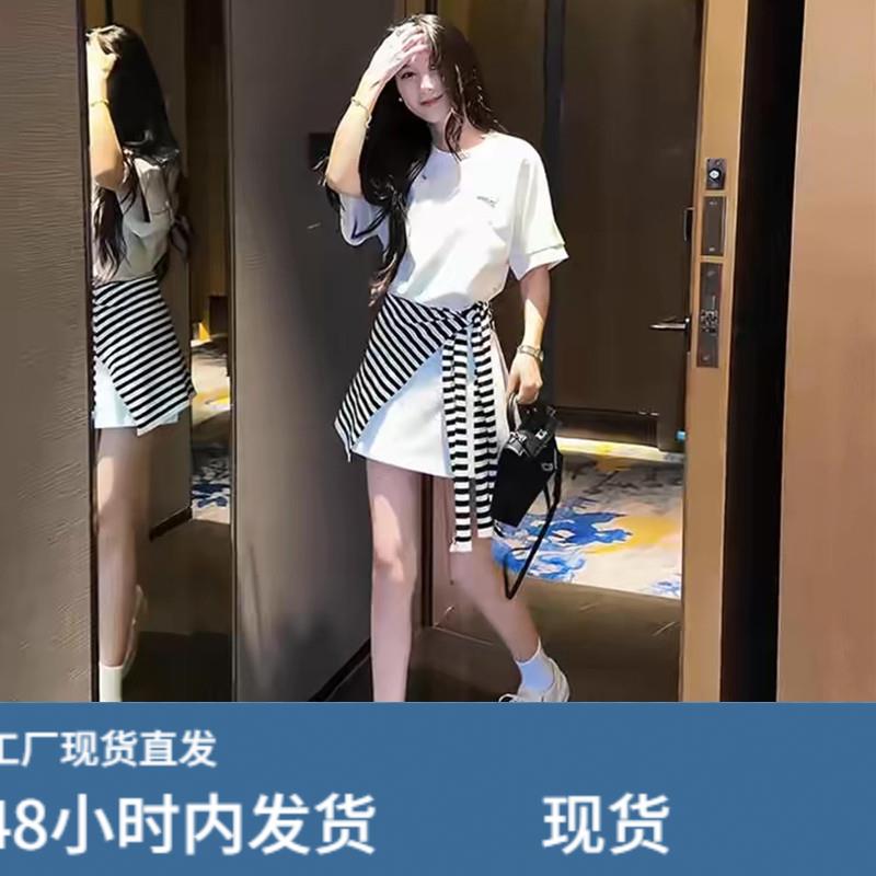 设计感休闲运动服套装女夏季学生韩版宽松显瘦短袖裤裙两件套时尚