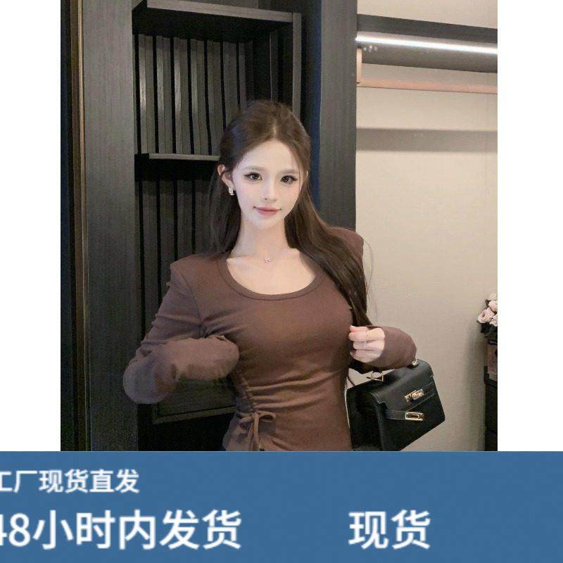 辣妹U领抽绳不规则加绒打底衫女秋冬复古简约设计感垫肩长袖短T恤,服饰配件/皮带/帽子/围巾,口袋巾,淘宝优惠券,粉丝福利购,淘宝优惠卷