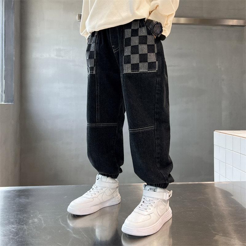 男童牛仔裤秋冬装帅气儿童一体加绒裤子7到8九10十二岁男孩休闲裤