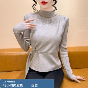 今年爆款半高领毛衣2025新款秋冬打底衫修身女士内搭针织上衣服女