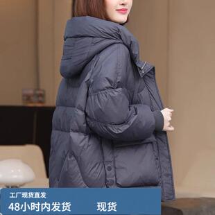 大码羽戎檰服女新款韩版宽松胖MM妈妈冬装檰衣保暖中年檰袄外套