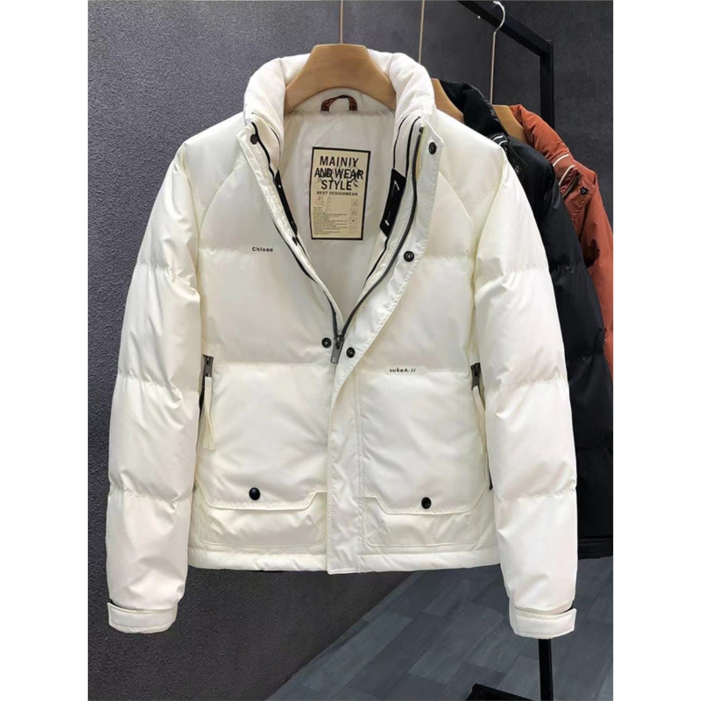 啄木鸟白色羽绒服男潮牌潮流冬装外套2026冬季男立领保暖防寒衣服