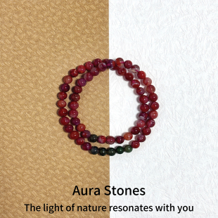 礼物 原创天然转运南红双圈手串玉髓手链新中式 AuraStones 秋苔